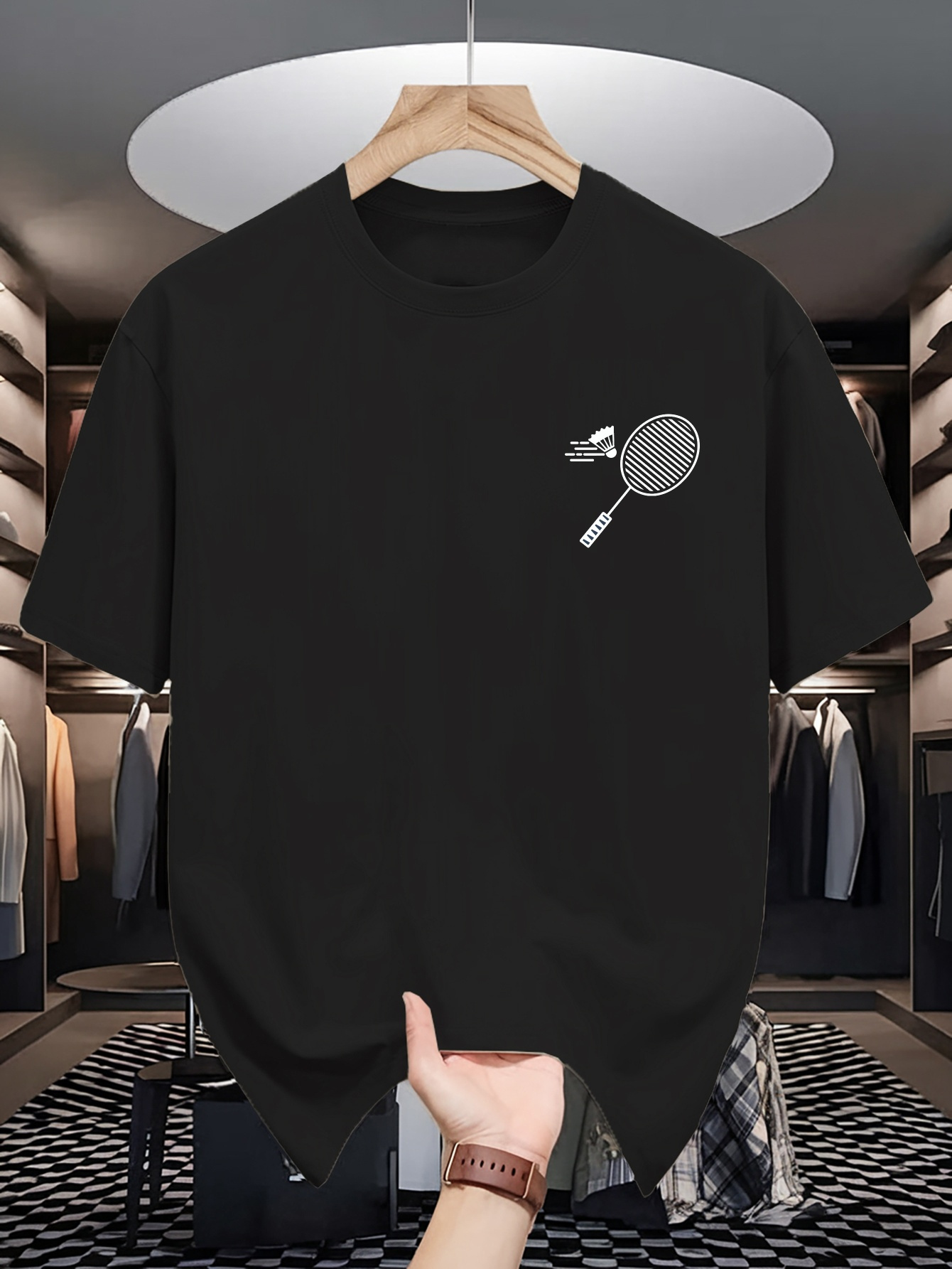 Badminton Wallpaper - T-shirt girocollo da uomo con stampa