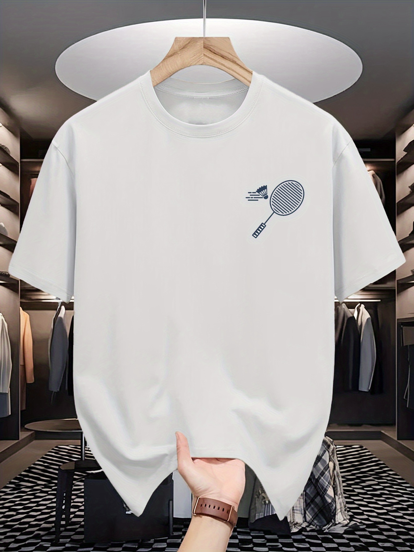 T-shirt girocollo da uomo con  - Badminton Wallpaper recensione e prezzo